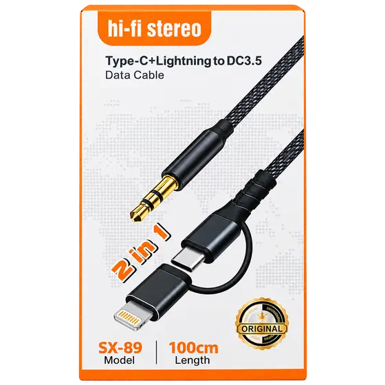 SX-89 2-in-1 USB-C & Lightning to 3.5mm Audio Cable