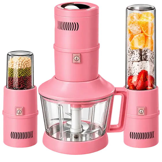 Pink Multi-Function Electric Food Processor and Blender Set
