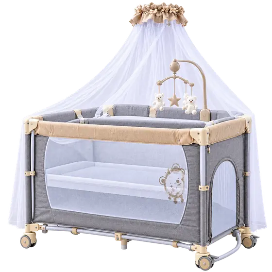 Baby Crib with Mosquito Net and Toys