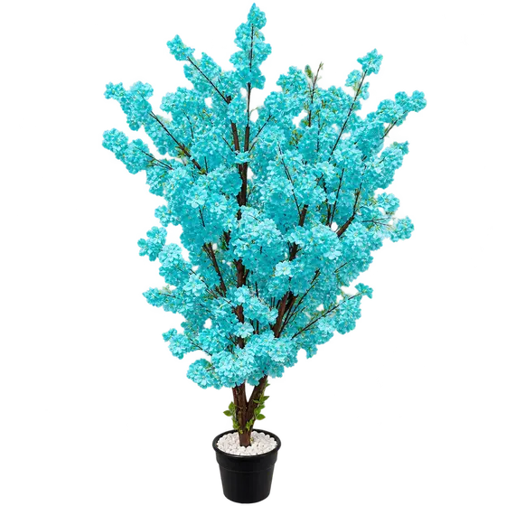 Light Blue Artificial Blossom Decorative Tree