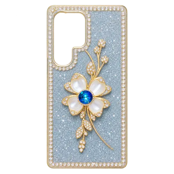 Glitter Floral Rhinestone Phone Case