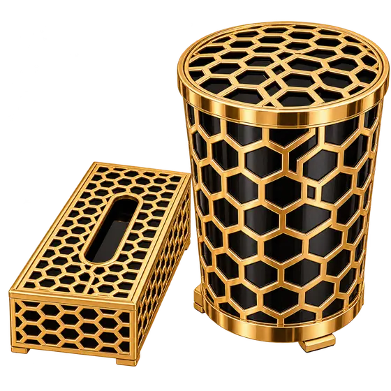 2-Piece Gold Honeycomb Bathroom Set