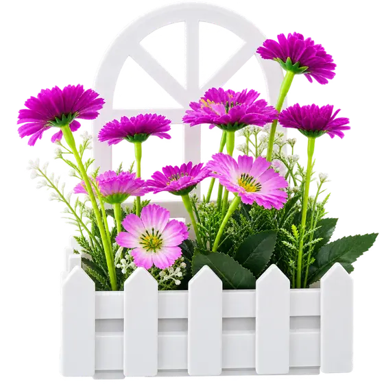 Artificial Pot in White Fence