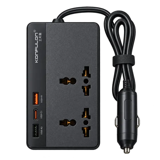 Konfulon Car Power Inverter with USB Charging Ports
