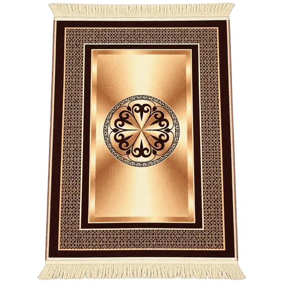 Modern Gold Medallion Fringed Prayer Mat