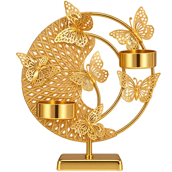 Golden Butterfly Candle Holder