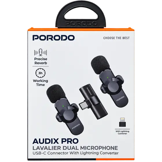 Porodo Audix Pro Dual Lavalier Microphone