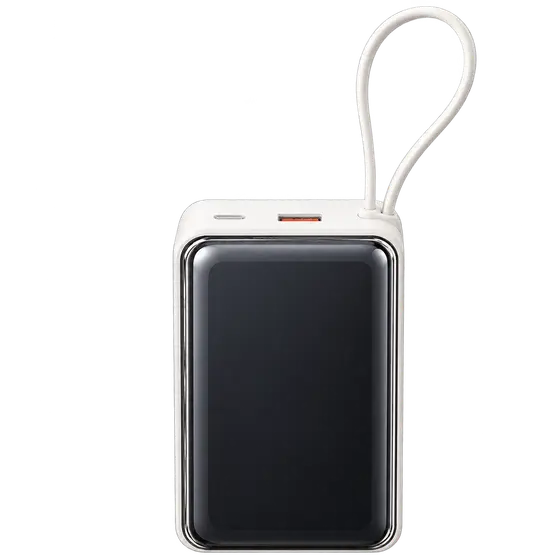 Portable Power Bank with Carrying Loop – White