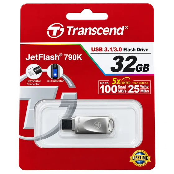 Transcend JetFlash 790K 32GB USB Flash Drive