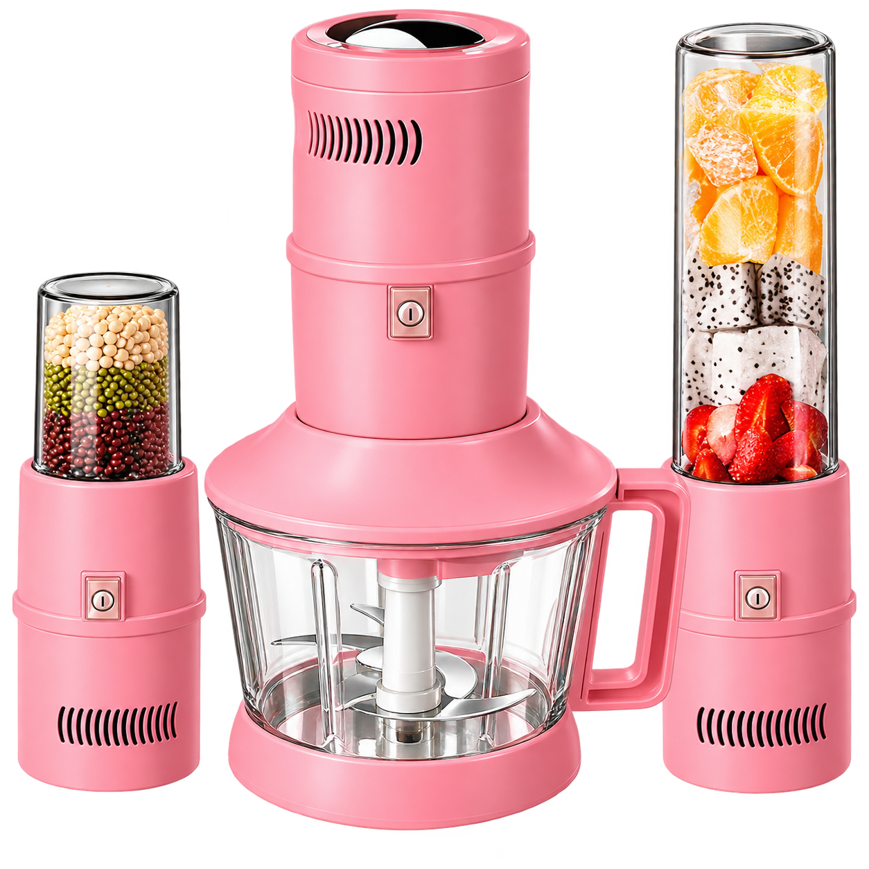 Pink Multi-Function Electric Food Processor and Blender Set