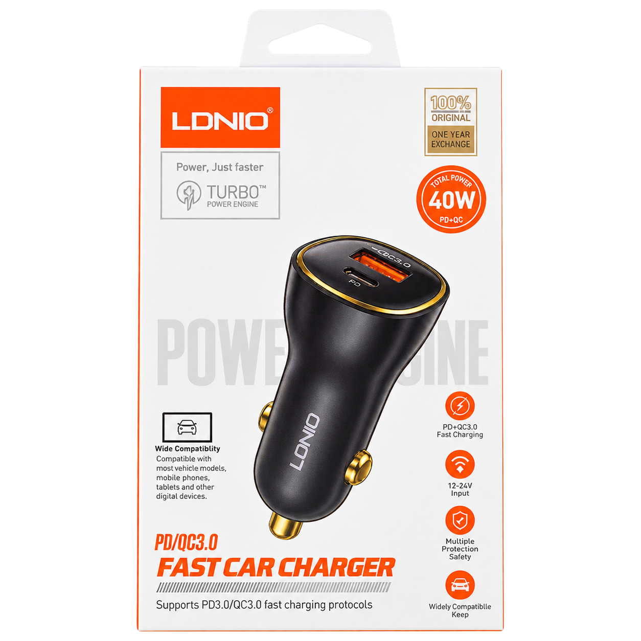 LDNIO 40W PD/QC3.0 Dual-Port Car Charger