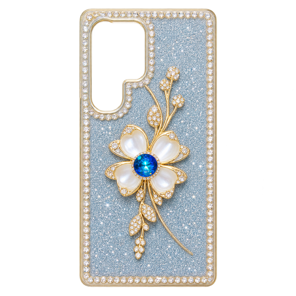 Glitter Floral Rhinestone Phone Case
