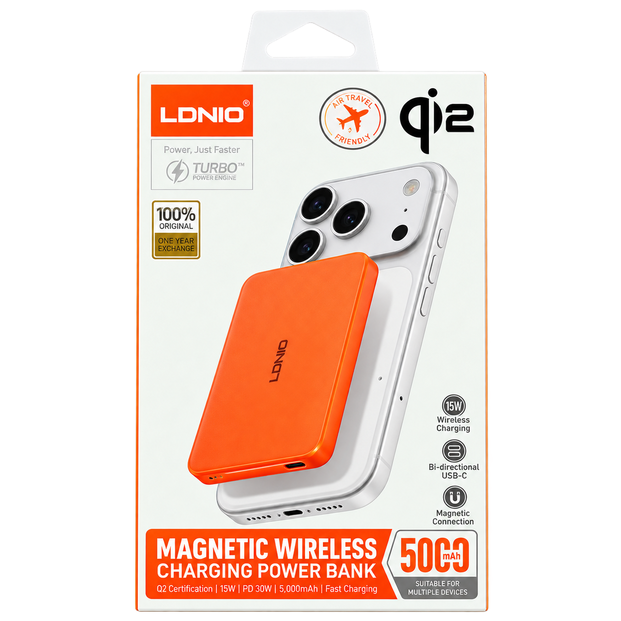 LDNIO Qi2 5000mAh Magnetic Wireless Power Bank