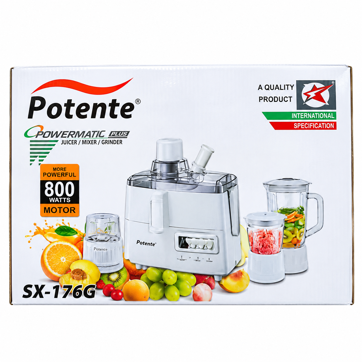 Potente 3-in-1 Juicer, Mixer & Grinder